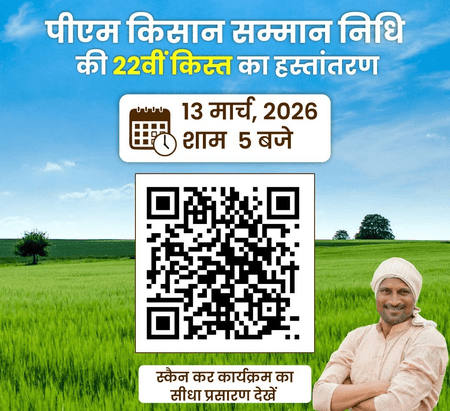 देश के अन्नदाताओं को मिलेगी पीएम किसान सम्मान निधि की 22वीं किस्त, क्यूआर कोड से देख सकेंगे पूरा कार्यक्रम